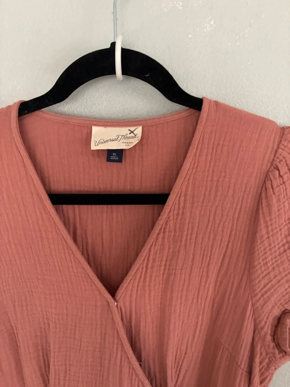 Universal Thread Rust Cotton Wrap Midi Dress Boho Tiered Short Sleeve Women’s M - Picture 2 of 6